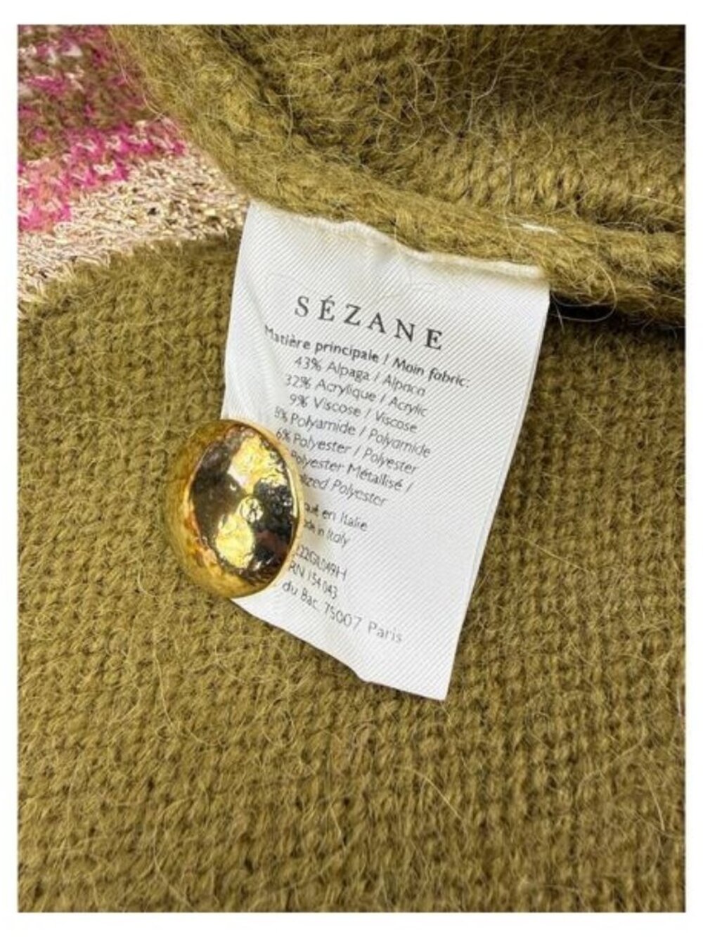 SEZANE Hamel Alpaca Jacquard Knit Cardigan Size XXS - Picture 10 of 11